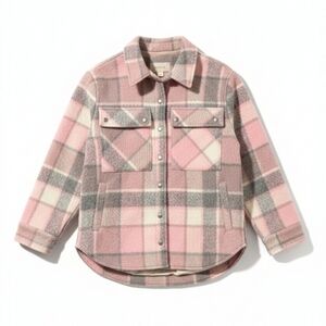 Blank NYC Plaid Sherpa Wool Coat Women's Small Fleece Jacket